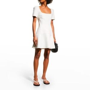 ALC Hayes Seamed Puff-Sleeve Mini A-Line White Dress Sz 8 NWT